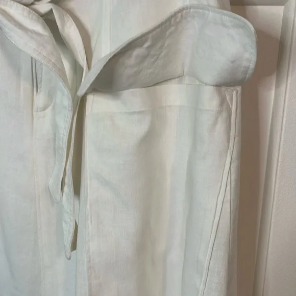 🌷Banana Republic Oversized Pocket Paper Bag Cream Midi A-Line Skirt w/Ti… - Picture 8 of 13